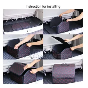 Leather Collapsible Boot Organizer Bag With Red Stitch Lined