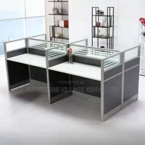 Workstations:4-Seater Office Gray White Office Workstation