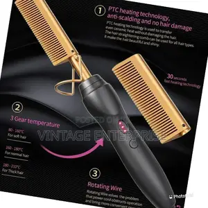 Gold Professional Ceramic Hot Press Comb