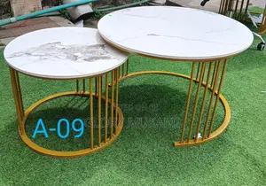 White Gold Marble Coffee Table Set