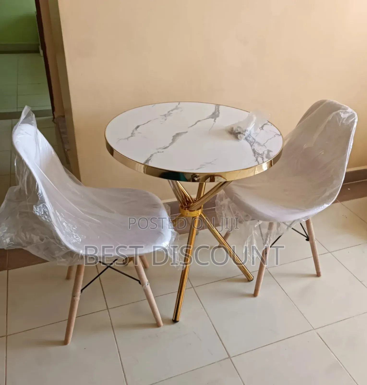 White Chairs and Round Table