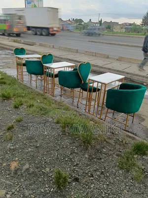 3 Manicure Sets, Green Seats and Marble Table 