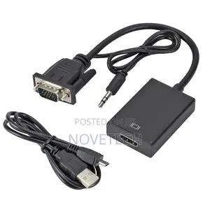 Vga to Hdmi Female Converter Adapter Cable + 3.5mm Audio
