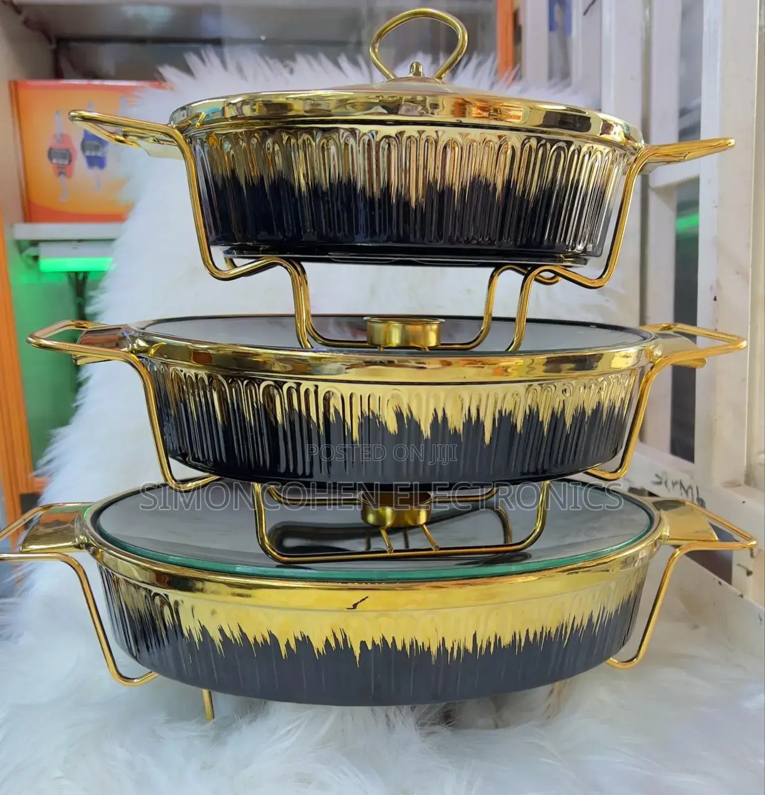 New Black Gold Ceramic Chaffing Dish