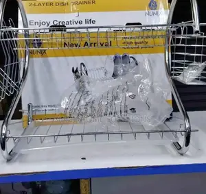 Nunix 2 Tier Stainless Dish Rack With Plastic Tray Drainer