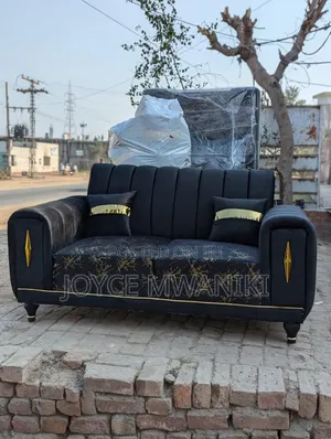 2 Seater Sofa, Black and Gold 