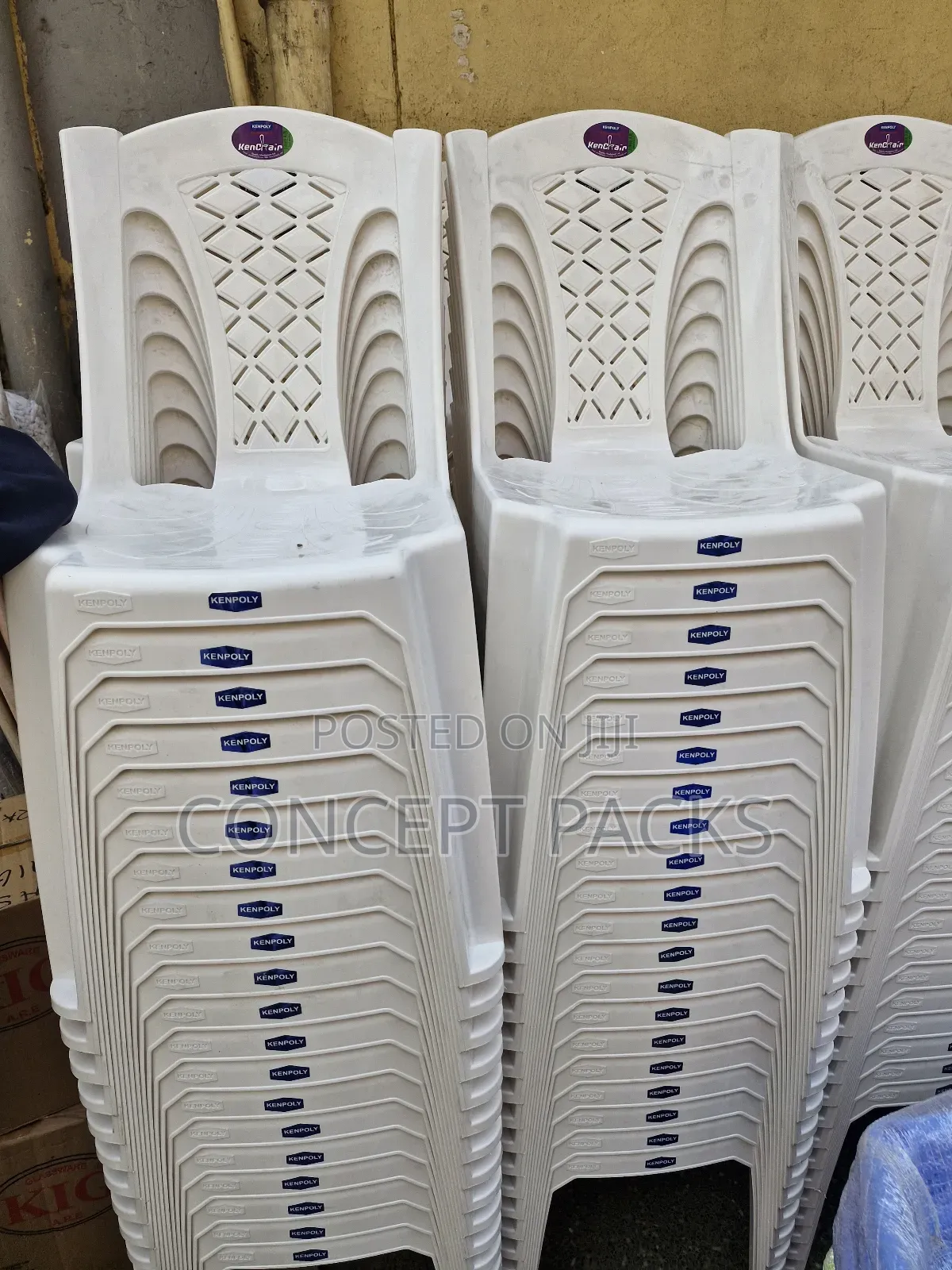 White Kenpoly Church Armless Chairs.