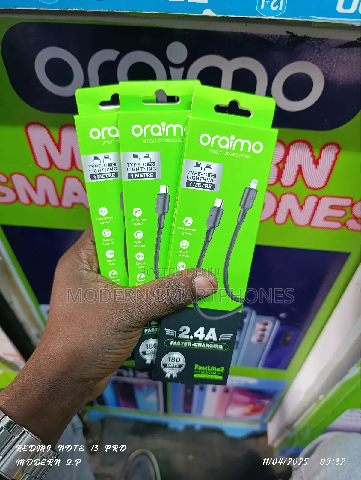 Oraimo Type-C to Lightning Cl54 Data Cable.