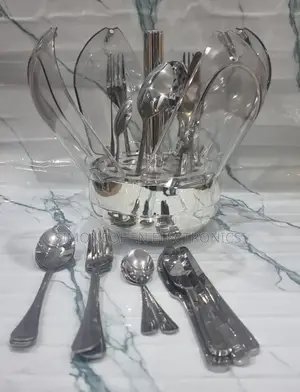 Rotating Luxury Dome Shape 24pcs Cutlery Set Silver