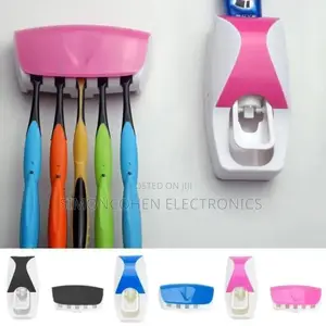 Simple Toothpaste Dispenser + 5pcs Toothbrush Holder