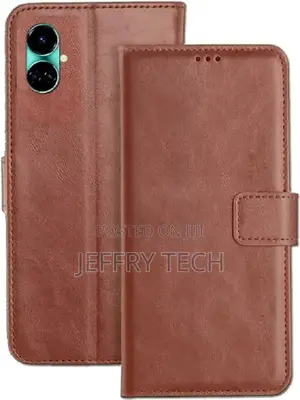 Pfoam Flip Cover for Tecno Camon 19 (Brown, Dual Protection,