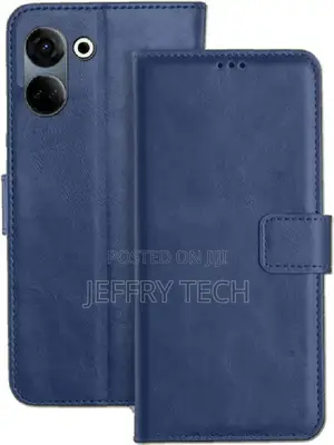 Pfoam Flip Cover for Tecno Camon 20 (Blue, Dual Protection