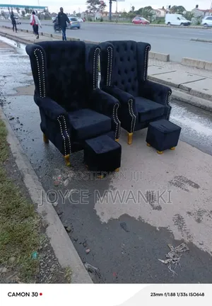 2 Pedicure Seats or Queen Chairs, Black and Gold 