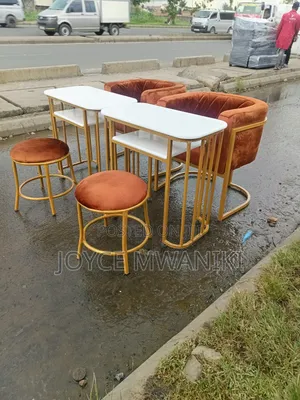 2 Manicure Sets, Burnt Orange With Marble White Tables 