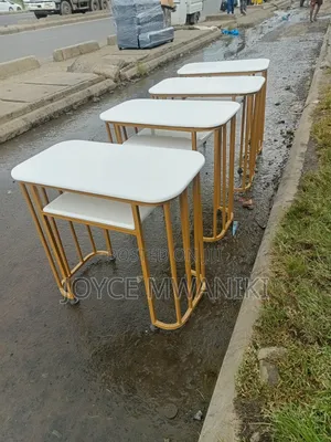 Manicure Tables, White Marble and Gold 