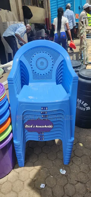 New Blue Plastic Chair With Quality Arms Available