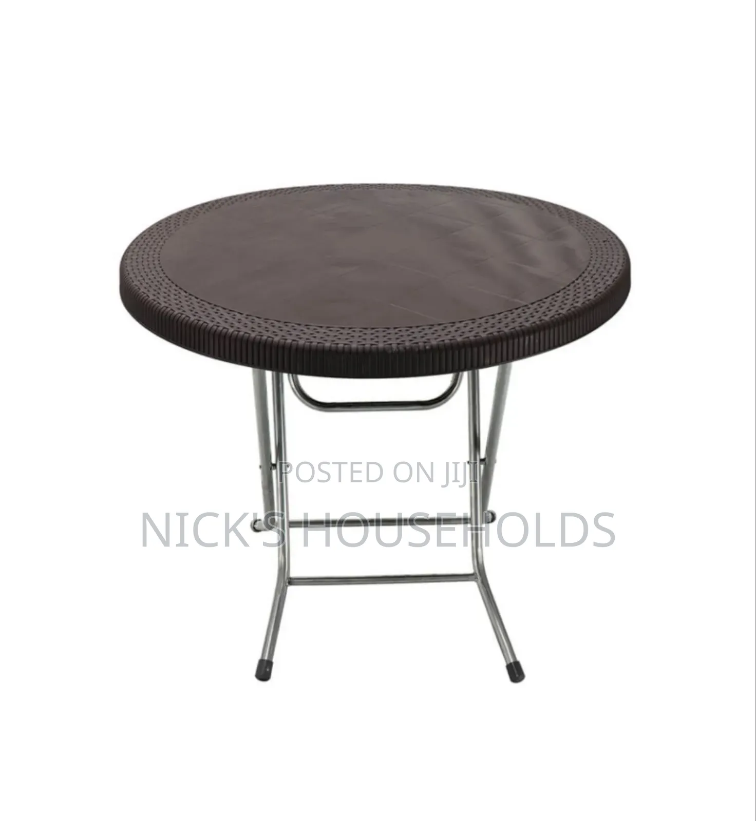 Chocolate Round Plastic Table With Foldable Legs