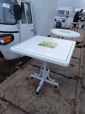 Square Hotel or Restaurant Table, White and Green 