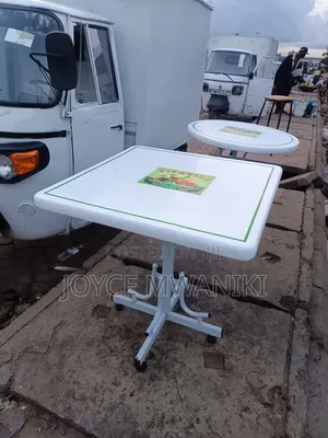 Square Hotel or Restaurant Table, White and Green 