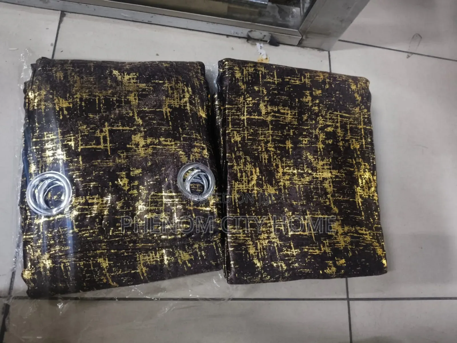 Black 3piece Marble Ready Curtains