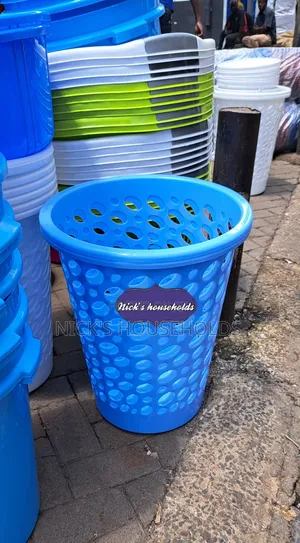 Blue Adix Laundry Basket Cylinder Shape