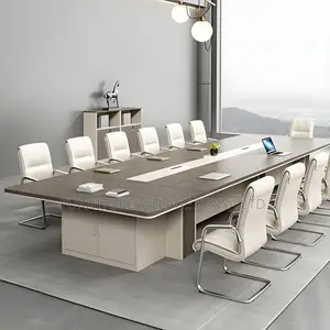 Boardroom Tables:3-Meters Brown Wood Finish Meeting Table