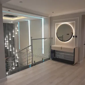 Thick Framed Round Mirror With Led Light