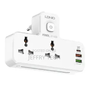 Ldnio Fast Charging Wall Socket - 2 Way Power Socket, 1 Usb-