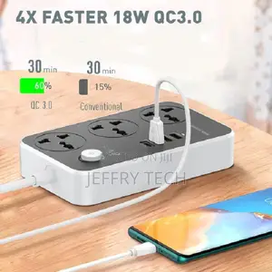 Ldnio Sc3412 Power Strip With 3 Ways Power Socket, 4 Usb Por
