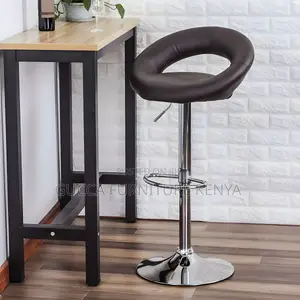 Home Chairs: Silver Round Leather Modern Office Bar Stool