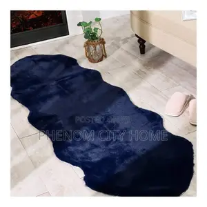 Navy Blue Rabbit Fur Faux Mats