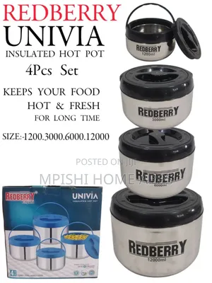 4pcs Redberry Univia Insulated Hotpot