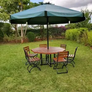 Kindergarten Chairs And Wooden Umbrella Table