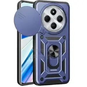 Rugged Armor Case With Slide Camera Cover for Redmi 14c-Blue