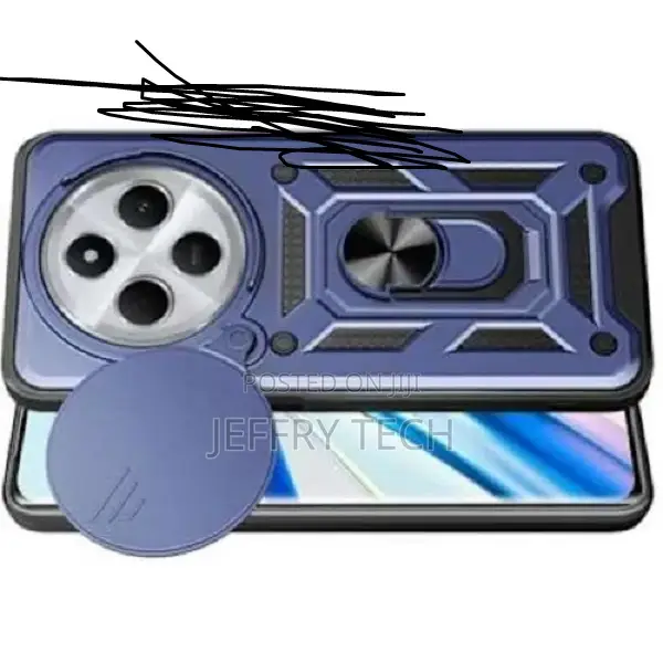 Rugged Armor Case With Slide Camera Cover for Redmi 14c-Blue