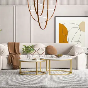 Coffee Tables:Stackable Round Coffee Table With Steel Frame"