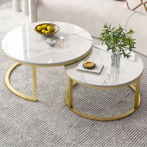 Coffee Tables:Stackable Round Coffee Table With Steel Frame"