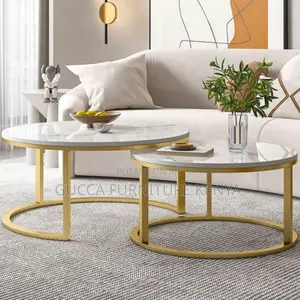Coffee Tables:Stackable Round Coffee Table With Steel Frame"
