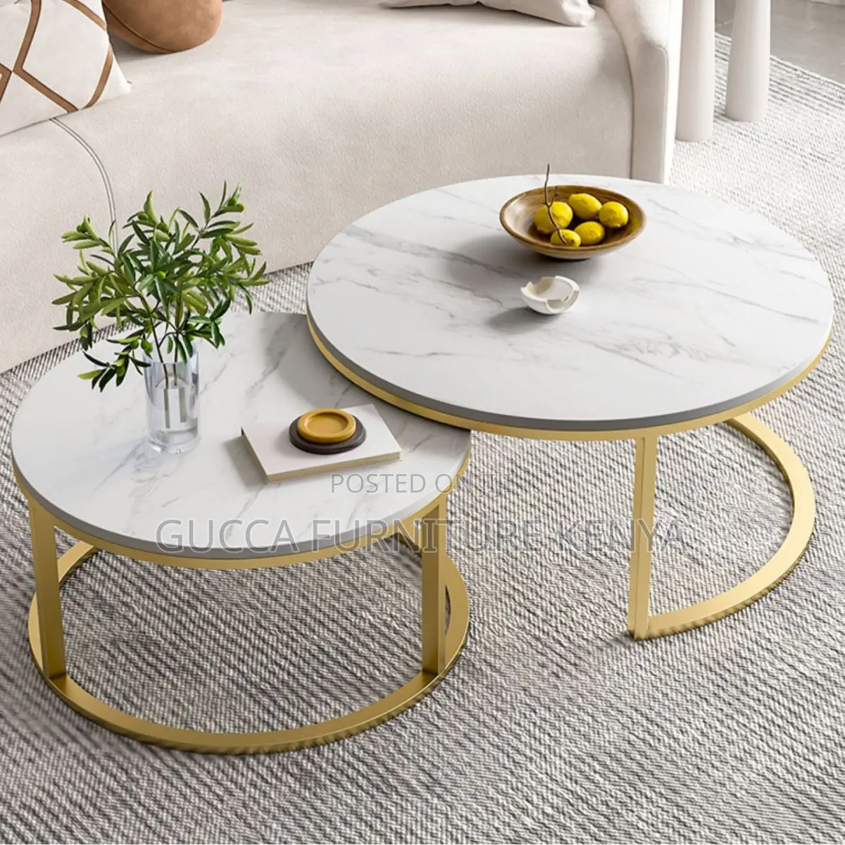 Coffee Tables:Stackable Round Coffee Table With Steel Frame"
