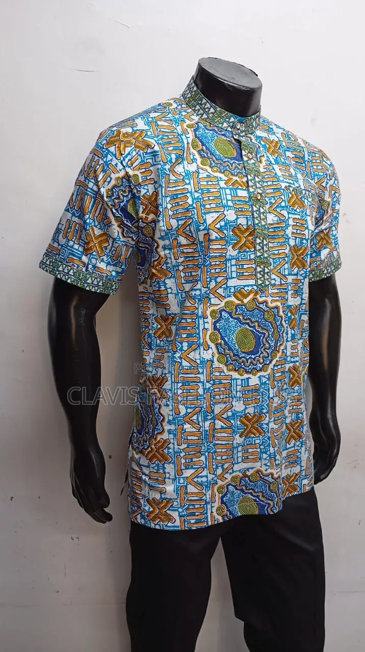 Short Sleeved Full Kitenge Shirt