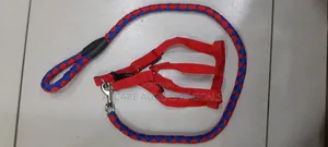 Dog Leash/Doglead + Dog Harness Blue & Red Medium Size