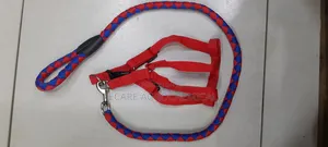 Dog Leash/Doglead + Dog Harness Blue & Red Medium Size