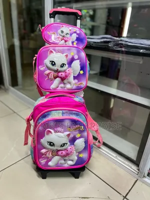 School Kids Pink 3 in 1 Trolley Bags Cartoon Themed at 3500