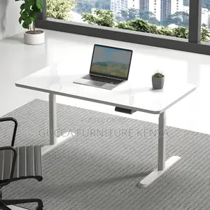 Office Tables:120cm Electric White Desk With Steel Support