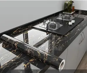 Home Kitchen Cabinets Black Marble Contact Paper