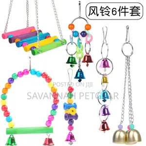 Colourful Parrot Bird Perches, Swings and Toys Set