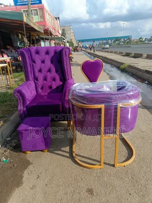 Pedicure Seat and Pouf, 2 Manicure Seats Purple