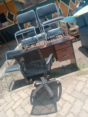 Vintage 1m Office Desk With Secretarial Mesh Chair Ea2jk
