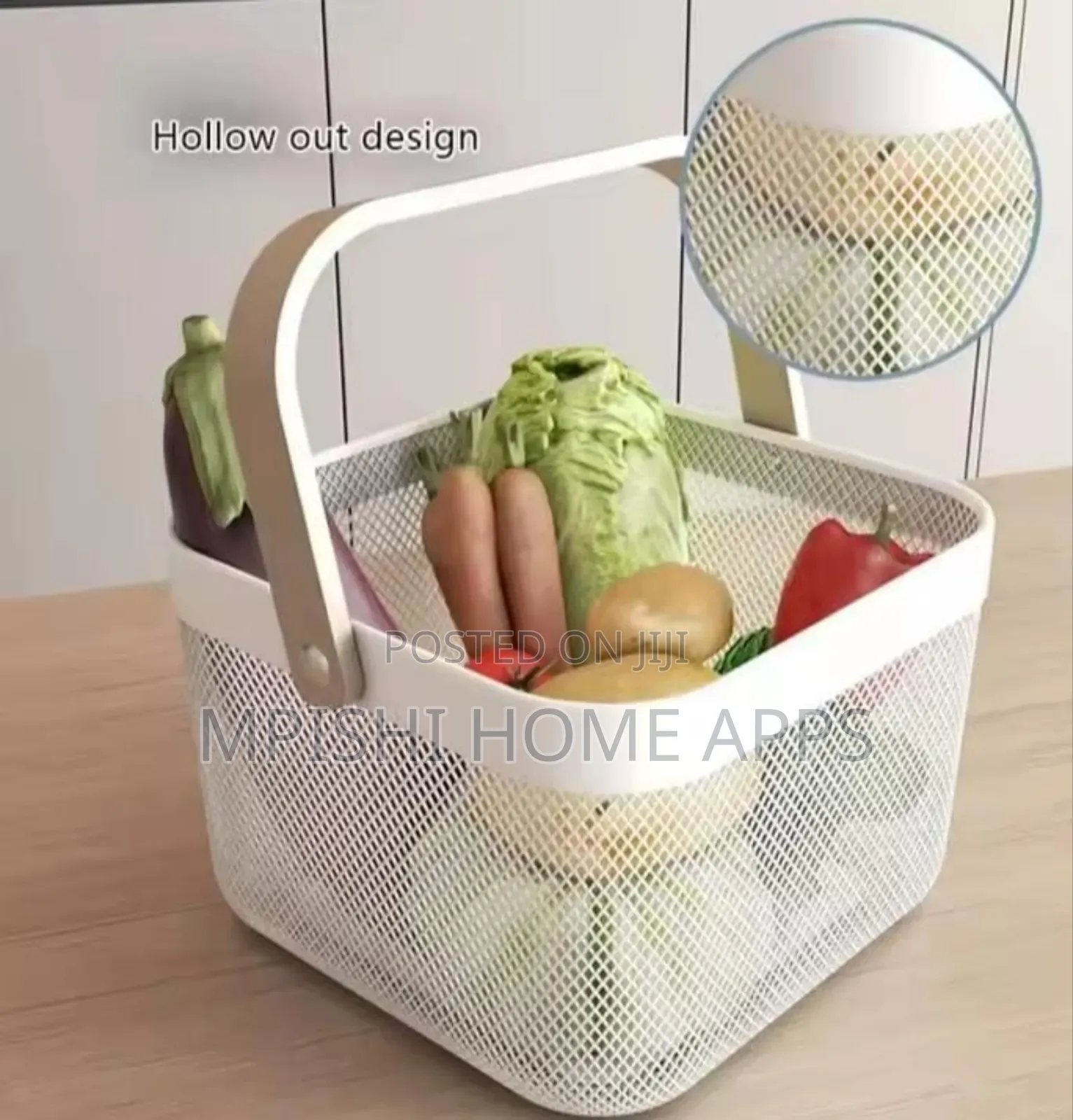 Mesh Wire Basket With Wooden Handle
