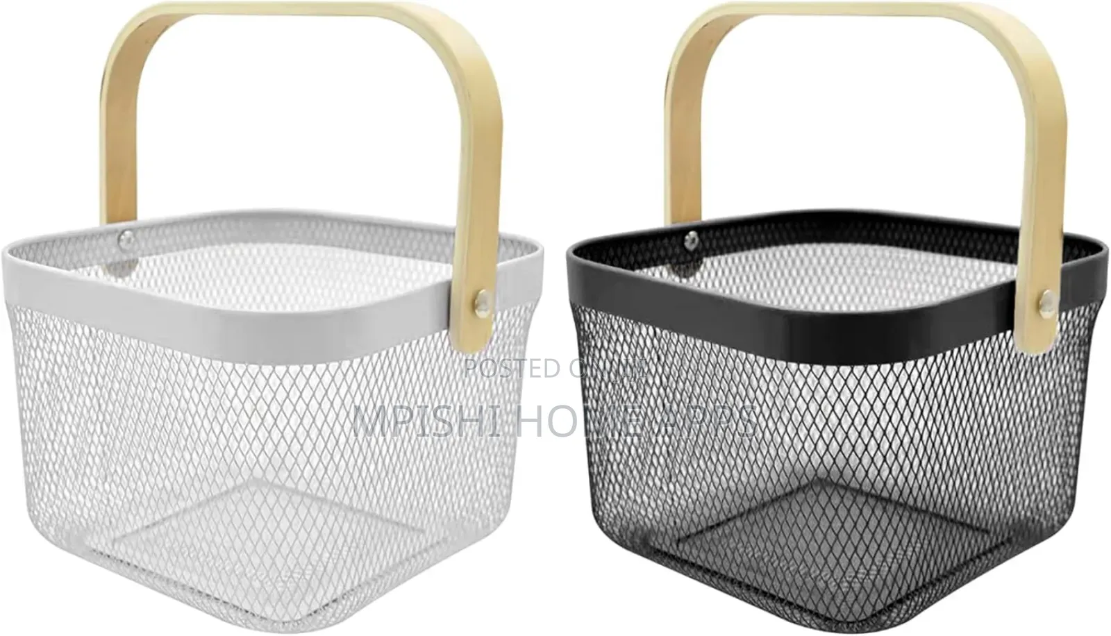 Mesh Wire Basket With Wooden Handle